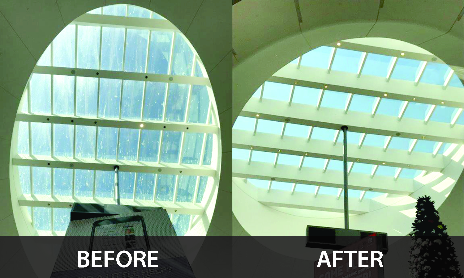 Before and After Photos of Mall Skylights